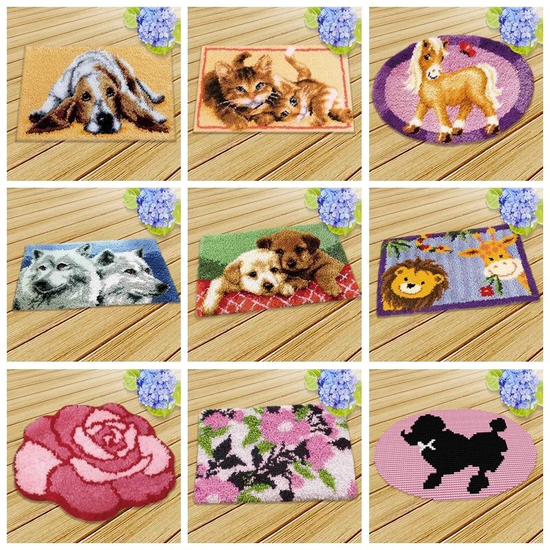 

Carpet Embroidery Latch Hook Rug Canvas Kits Crocheting Cross Stitch Latch Hook Tapijt Kits DIY Knitted Fomiaran For Needlework