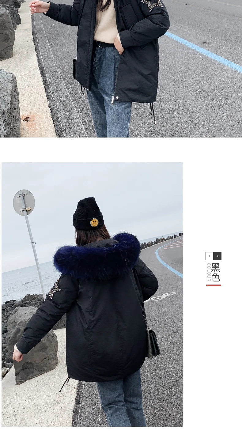 Women Winter Jacket Big Fur Collar Fashion Outerwear Ladies High Quality Casual Parkas Outdoor Warm Coat Female Jacket