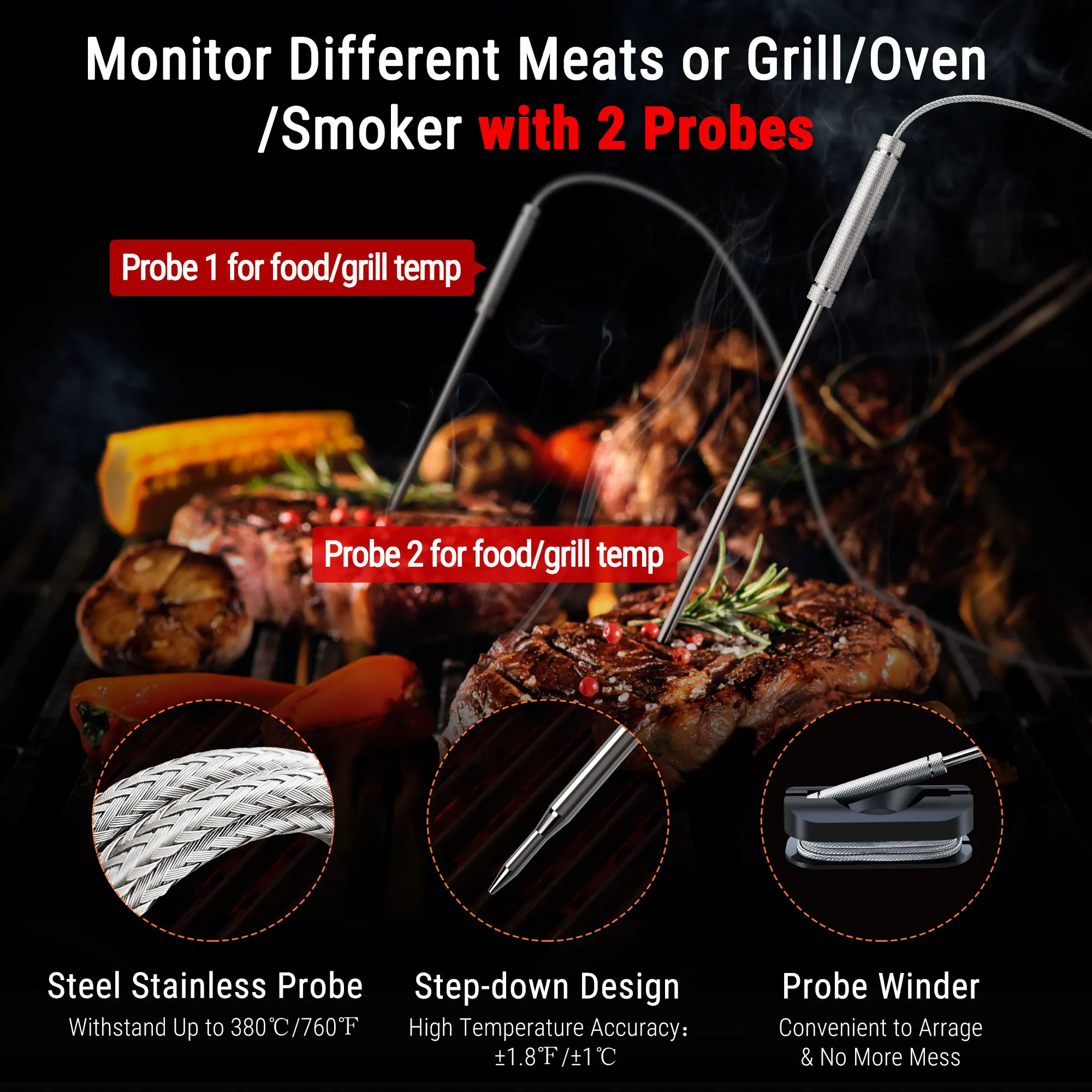 ThermoPro TP920 Digital Kitchen Cooking Wireless 150M Bluetooth Meat  Thermometer For Oven Grill BBQ Rechargeable & Backlight - AliExpress