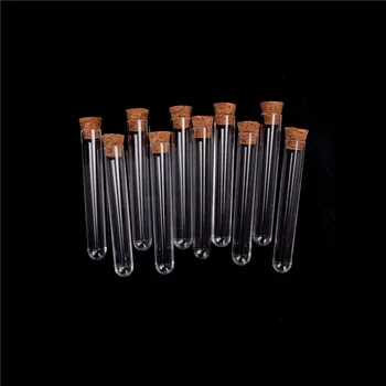 

12x75Mm Laboratory Plastic Test Tube With Cork 6-inch 20ml Clear, Pack10, Lab Experiment Favor Gift Tube , Refillable Bottle