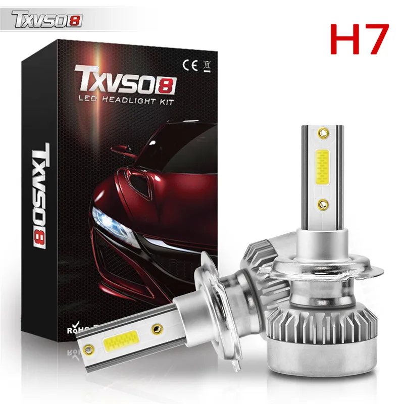 H7 1 пара автомобиля светодиодный фары супер яркий H1H7 H8/H9/H119005 9006 9012 дальнего света лампы 110W 6000K световые приборы для автомобилей, автомобильные аксессуары - Испускаемый цвет: H7