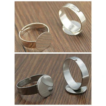 

8pcs Round Flat Base Copper Material Adjustable Ring Settings Base Blank For DIY Jewelry Making Findings