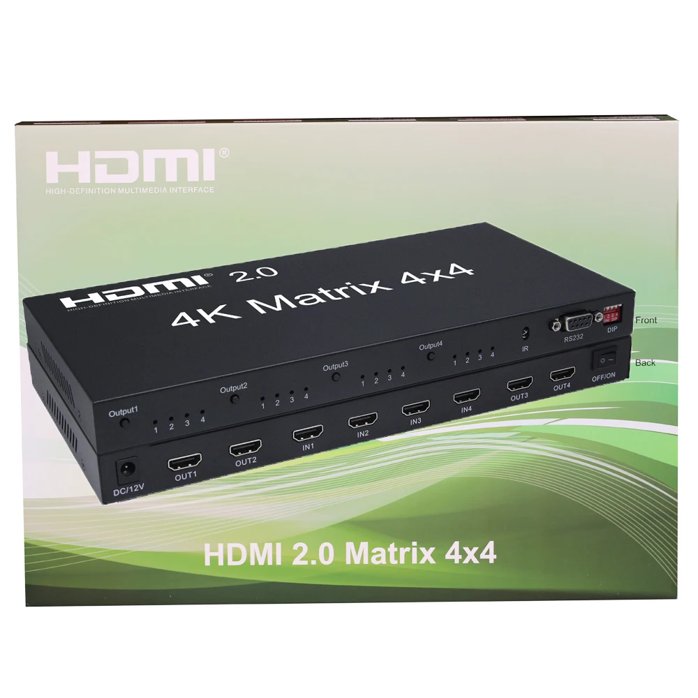 HDMI 2,0 4K 60 Гц HDMI матричный 4x4 коммутатор сплит-тер 4 в 4 выход переключатель Сплит 1080P настоящая матрица аудио-видео конвертер w/RS232 EDID - Цвет: With Packing Box