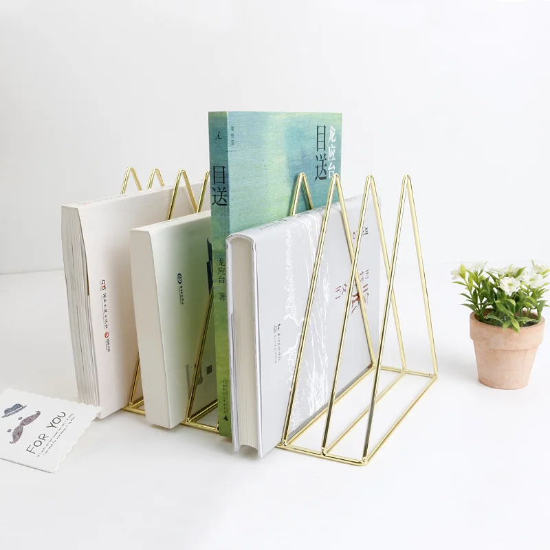 

Factory Direct Northern Europe Porous Books Magazine Storage Rack Creative Metal Bookend