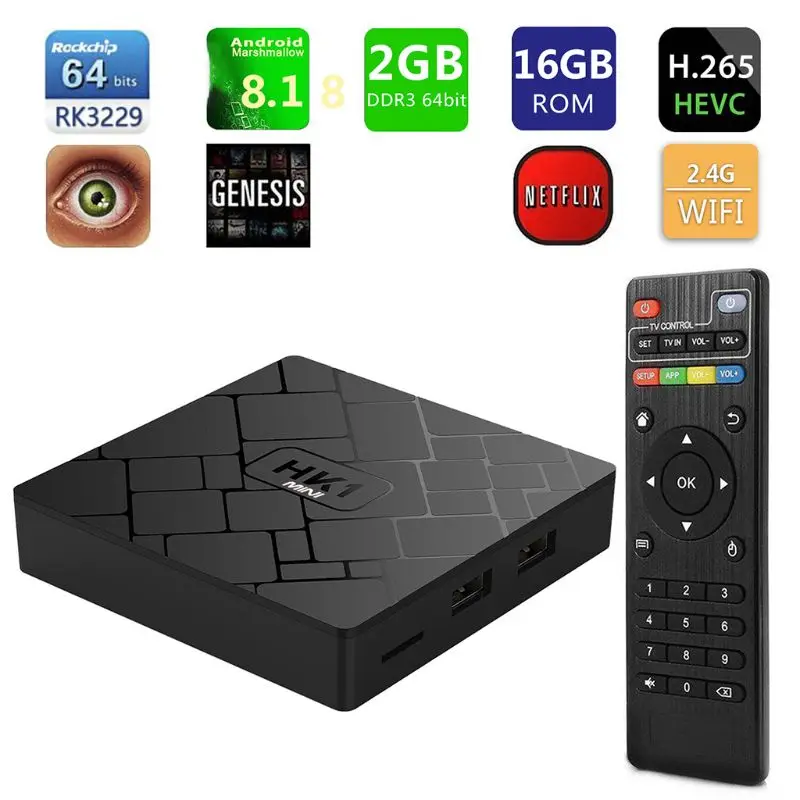 1 комплект HK1 Мини Android 8,1 RK3229 2 ГБ+ 16 Гб Smart tv Box Четырехъядерный 4K WiFi видео медиаплеер телеприставка устройство