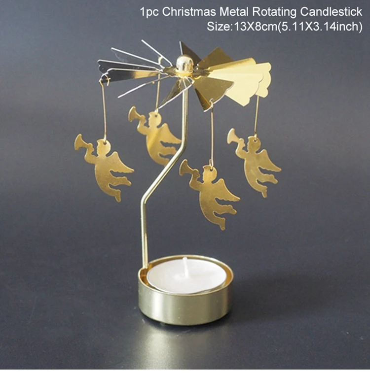 Gold Angle Christmas Spinning Candle Holder Christmas Decorations For Home Ornament Christmas Noel Navidad Xmas Gifts New Year - Цвет: Gold Angle