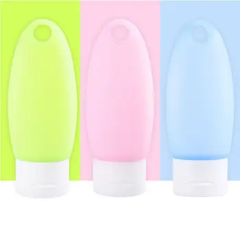

3Pcs 60ML Portable Silicone Containers Squeezable Reusable Hand Sanitizer Empty Travel Bottles with Keychain Carriers