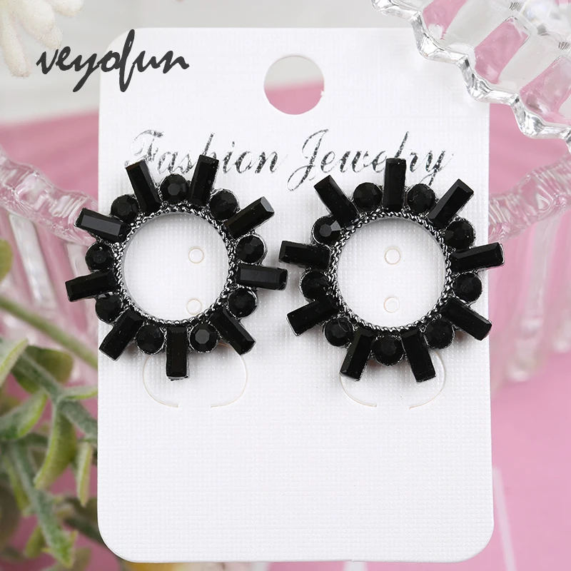 

Veyofun Hollow out Hoop Crystal Stud Earrings for Women Accessories Fashion Jewelry New Free shipping