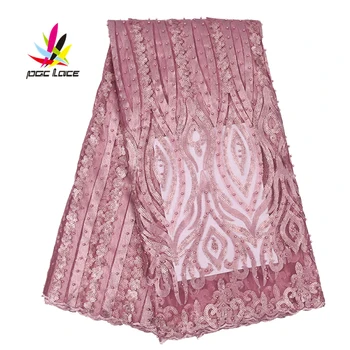 

Embroidered Net High Quality Sequin Organza Lace Beaded Fabric Embroidery Bridal Applique Flower Brocades AMY2619B