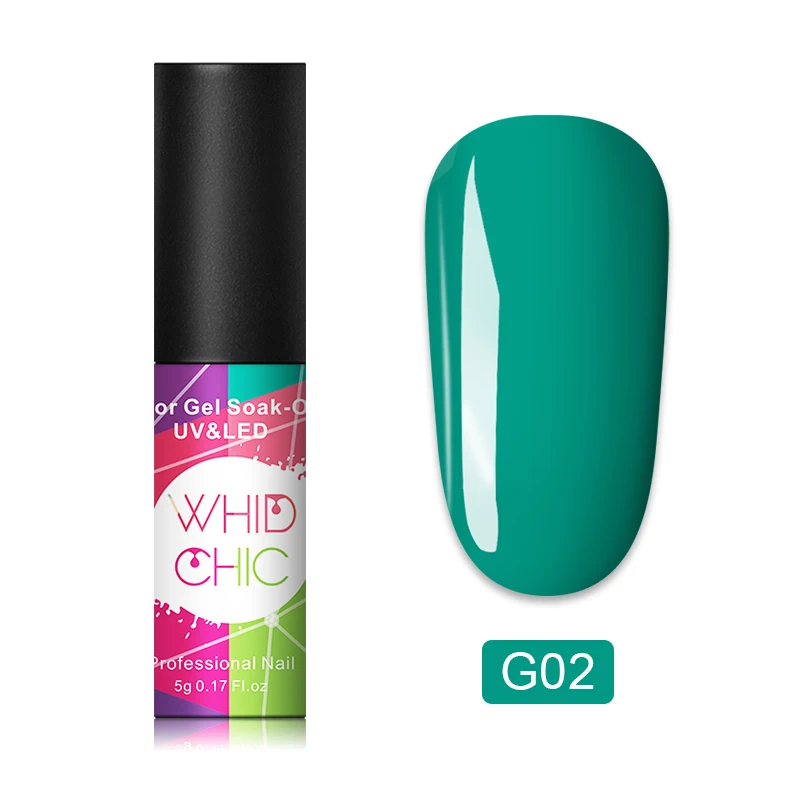 G02 WHID CHIC 1 бутылка 5 мл Блестящий цветной Гель-лак для ногтей Блестящие Блестки долговечный впитывающий УФ-гель для ногтей для самостоятельного дизайна ногтей - Цвет: G02