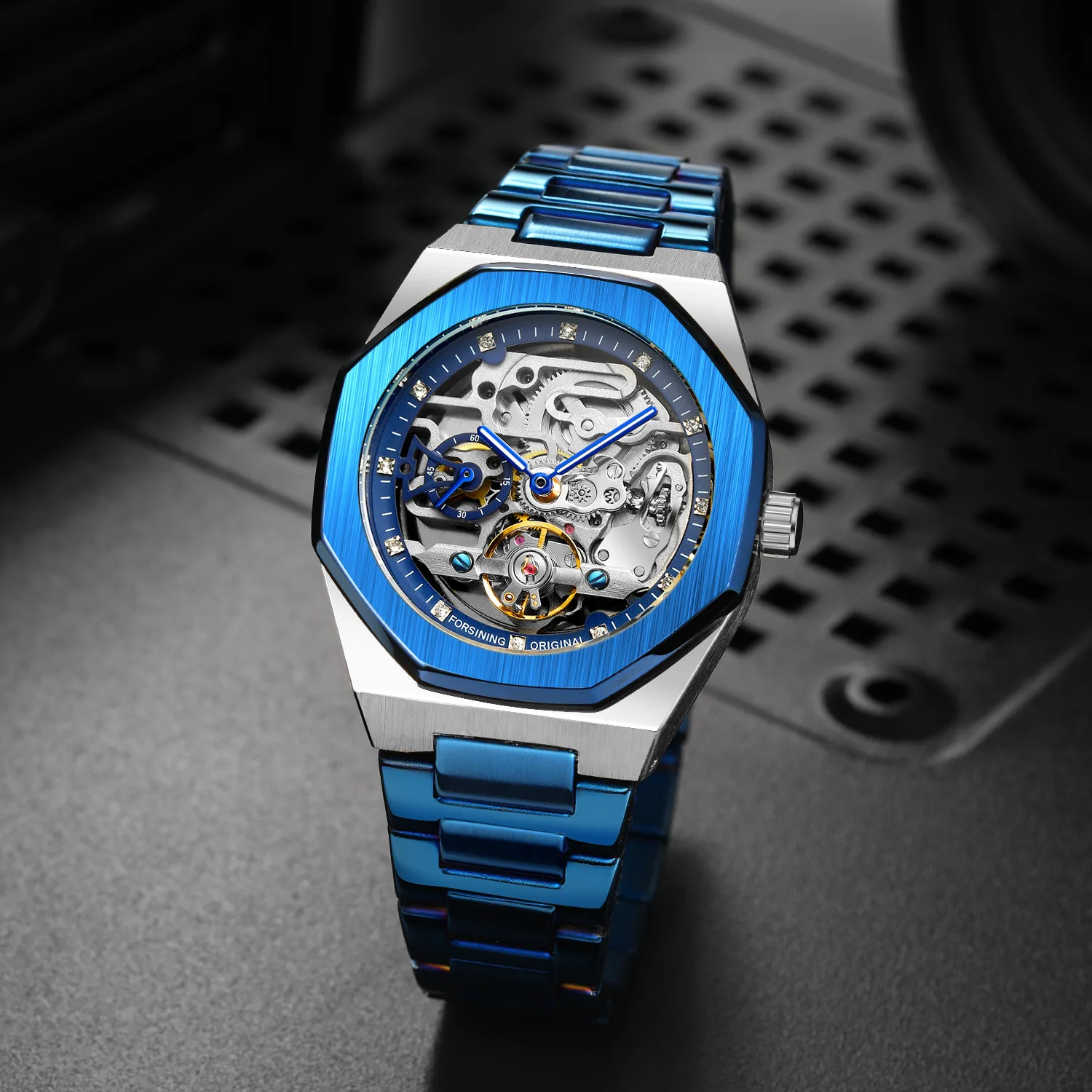 2021 Forsining Top Brand Luxury Automatic Mechanical Watch Luminous Three Eyes Six Needles Skeleton Male Wrist Watch Wrist Clock