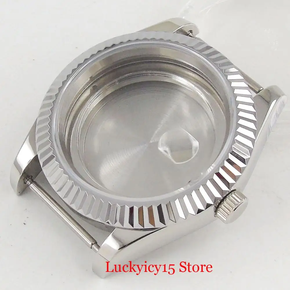40mm Polished Stainless Steel Watch Case With Sapphire Glass Fit