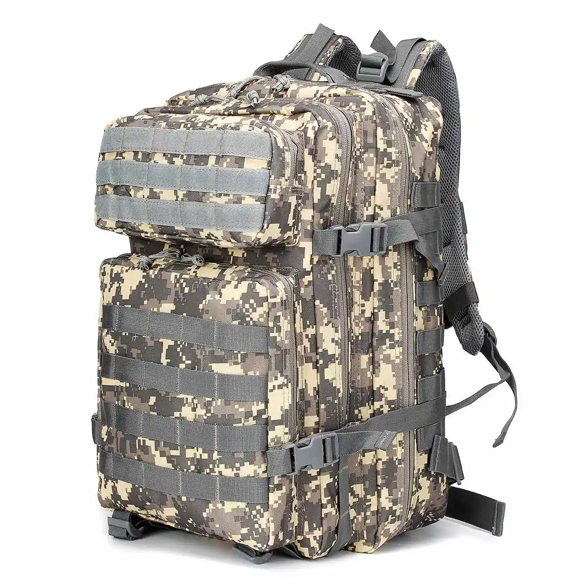 ACU Color 45L Камуфляжный тактический рюкзак, школьная сумка, мужские армейские тактические рюкзаки, походные водонепроницаемые походные охотничьи сумки - Цвет: ACU Color