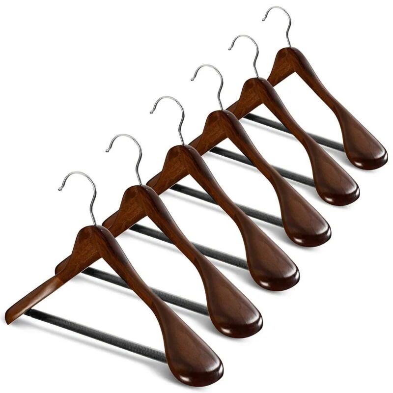 

6 Pc High Quality Retro Wood Wide Shoulder Suit Coat Clothes Hanging Rack Hanger Clothes Closet Hanger Wonder Space