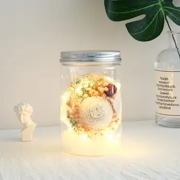 

Eternal Flower Light Little Night Lamp Jar Dried Gypsophila Romantic Valentine's Day Gifts Home Desk Decoration