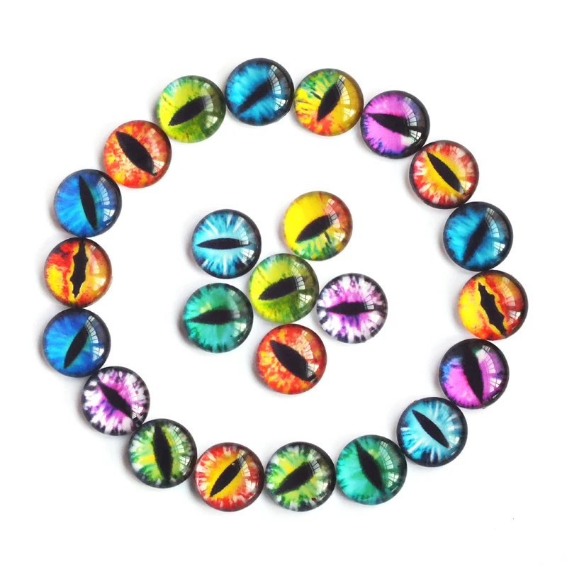 6/8/10/12/14/16/18/20/22/25mm Mixed Doll eyes Dragon Eyes Round Glass Cabochon Flatback Photo Dome Jewelry Pendant Settings 4