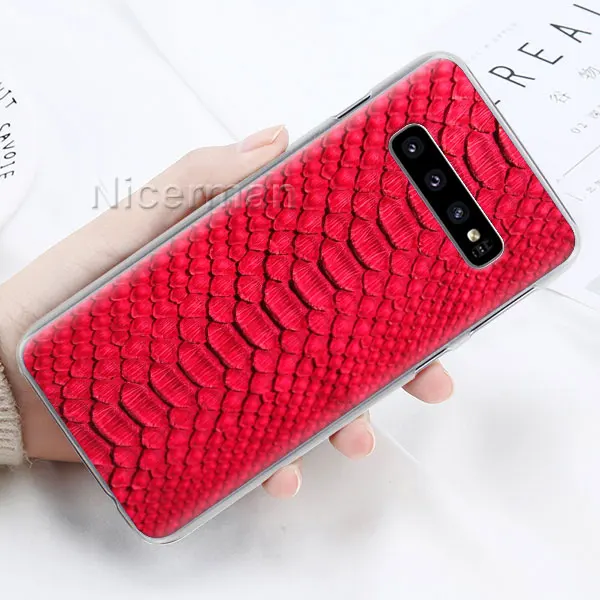 Кожаная обложка розового цвета со змеиным рисунком чехол для телефона для samsung Galaxy S10e S10 плюс S8 S9 Примечание 10 плюс 8 9 S6 S7 край Твердый Чехол - Цвет: 05