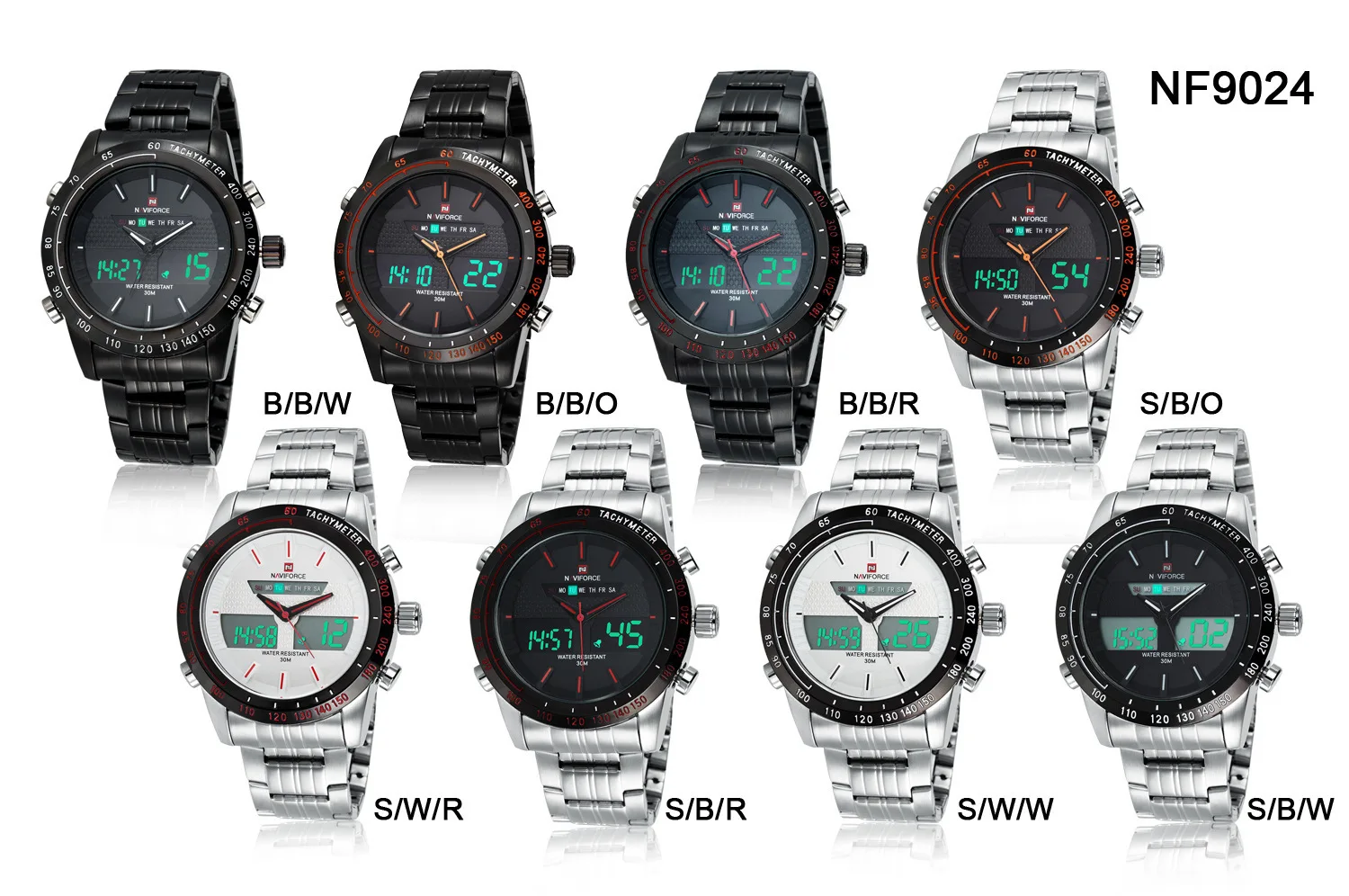 

Naviforce Xiang 9024 Men Army Style Watch Men Waterproof Sports Watch LED Dual Display Multi-functional Watch