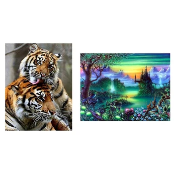

Animal Tiger Diamond Painting DIY Full Drill Kit Rhinestone & 5D DIY Full Drill Square Diamond Painting Novelty Forest