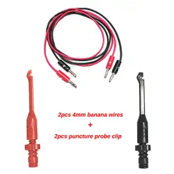 Clip de test de perçage de câble de sonde électrique automobile, pince de Test de perçage avec outil de Clip de sonde de perforation de siège banane de 4mm 2 pièces 