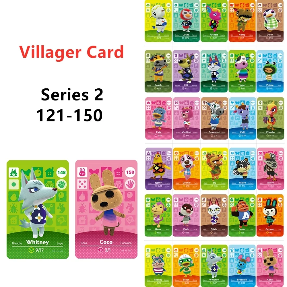 (121-150) Animal Croxxing ACNH NFC tarjeta de juego aldeano Tom Olivia Coco Fuchsi Ntag215 etiqueta NS interruptor WiiU Serie 2 Envío Gratis