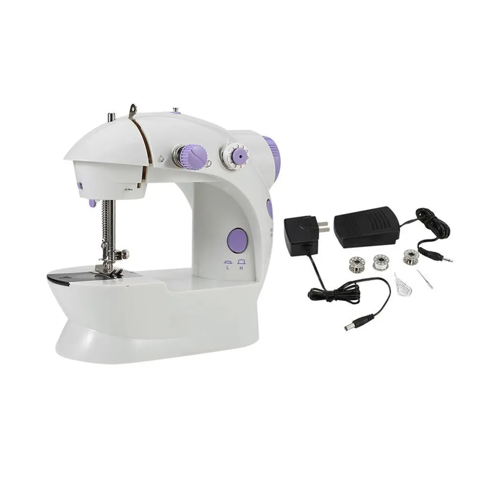 

Mini Sewing Machine Portable Household Night Light Foot Pedal Straight Line Hand Table Two Thread Kit Electric