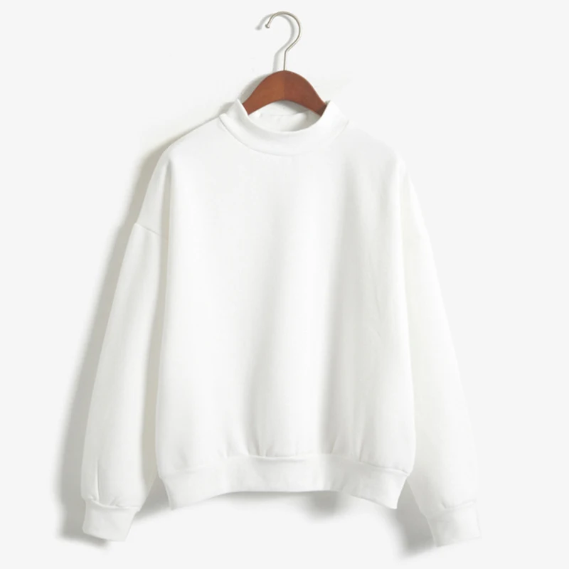 Однотонная утолщенная толстовка, круглые толстовки, пуловер, пальто, Осень-зима, Женская Модная стильная свободная толстовка, 9 цветов - Цвет: White