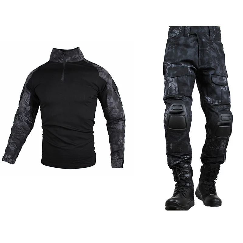 Zuoxiangru тактическая камуфляжная военная форма, костюм для мужчин, армейская одежда США, рубашка в армейском стиле+ брюки карго наколенники - Цвет: HM