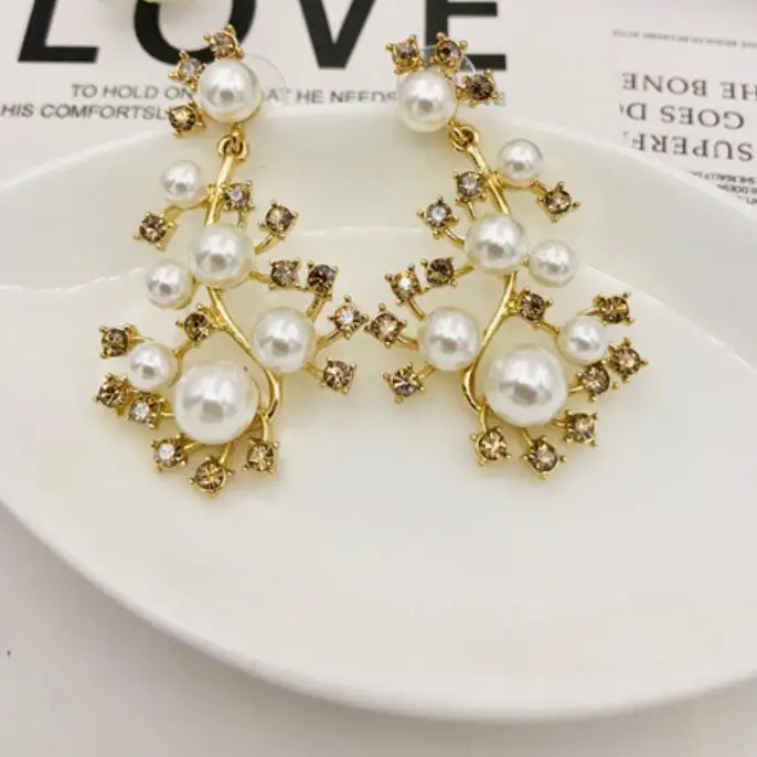 CSxjd Luxury Jewelry pearl Crystal Earrings