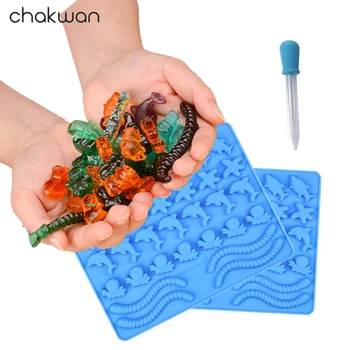 

Silicone Chocolate Mold Worms Starfishs Dolphins Octopus Sharks Sea Mold Gummy Molds HardJelly Candy Numbers Fondant Mold