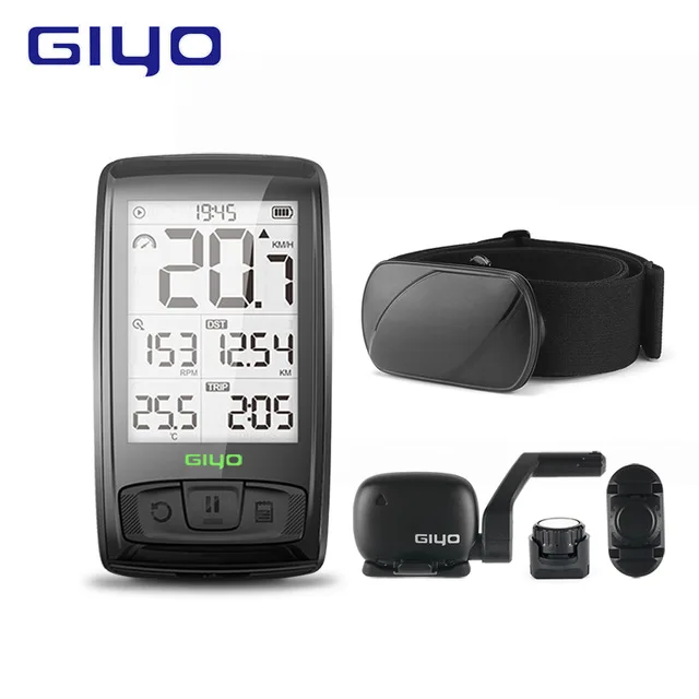 GIYO 4.0 Bluetooth Bike Computer+ Heart Rate Monitor Set,Bicycle Computer Heart Rate Sensor For Phone Ipad Bicycle Speedometer - Color: Yellow