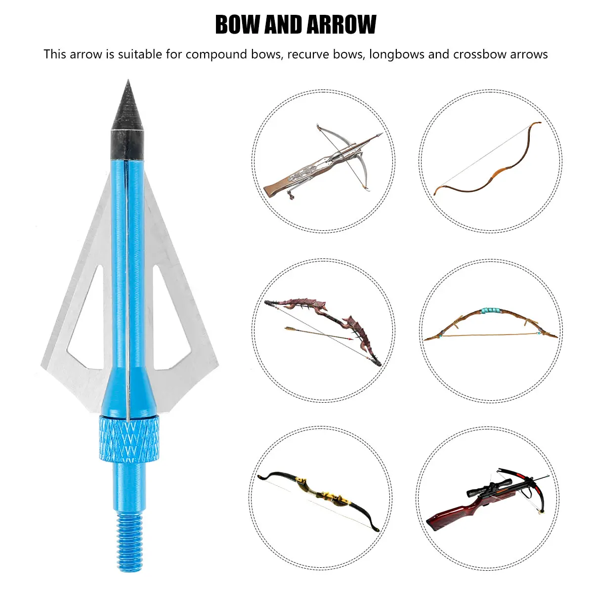 12PCs Hunting Stinger Broadheads 4 Blade 100Grains 2 Sawtooth Blade for