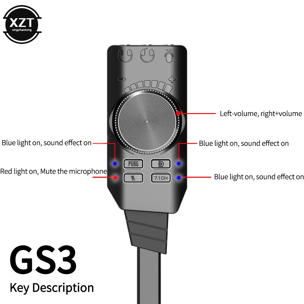 3.5mm USB 어댑터 7.1 채널 PUBG 게임용 외부 USB 컴퓨터 게임 사운드 카드 외부 오디오 카드 플러그 앤 플레이 PC 노트북