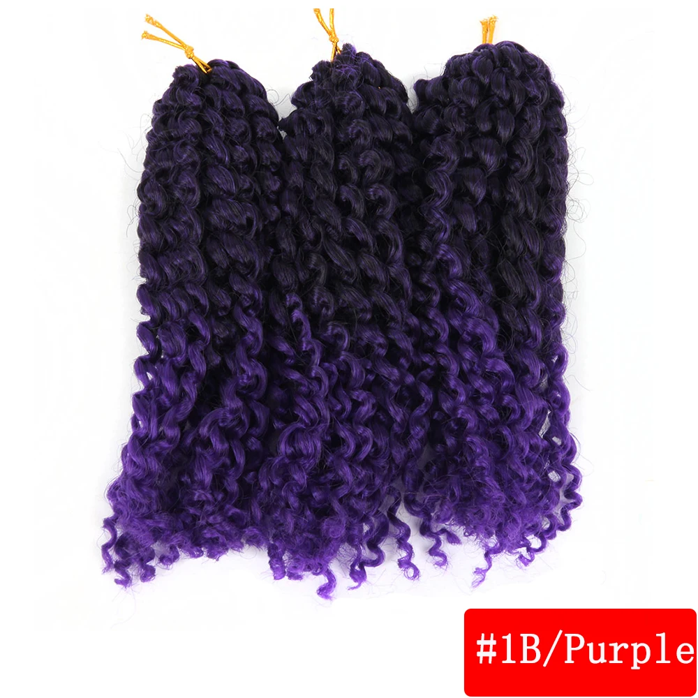 1B-Purple Вязанные косички искусственные кучерявые волосы Ombre 1B/серые плетеные волосы для женщин 8 дюймов 3 шт./упак. 60 прядей синтетические волосы для наращивания Pageup - Цвет: 1B-Purple