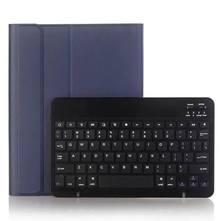 Чехол с клавиатурой для iPad 10,2 7th Gen 10," с держателем для карандашей, смарт-подставка, Авто Режим сна/пробуждения, испанская русская английская клавиатура - Цвет: Синий