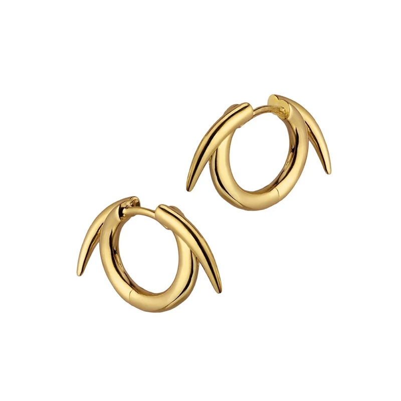 Golden spike circle earrings female European and American minority design personality punk style cool handsome cool earrings