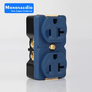 Monosaudio DP-1G 순수 구리 듀플렉스 벽 AC 전원 콘센트, 미국 전원 분배기, AC 전원 듀플렉스 벽 소켓