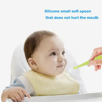 

Silicone Safety Spoon Food Grade RS and Nylon No Odor Harmless Toddler Training Eating Spoon Baby Feeding Spoons
