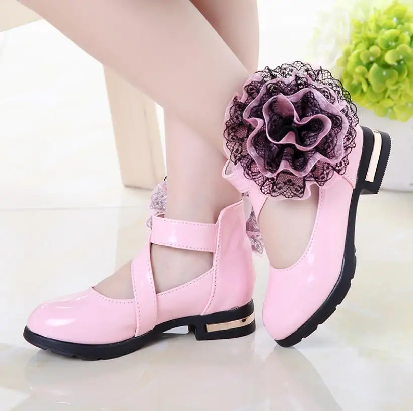 slippers for boy Kids Shoes Girls High Heel Princess Flower Shoes Fashion Children Shoes Leather Fashion Girls Party Dress Wedding Dance children's shoes for high arches Children's Shoes