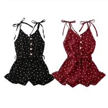 Летние комбинезоны для малышей 1-6 лет, Детский комбинезон для маленьких девочек, комбинезон с принтом сердца, цельный комбинезон