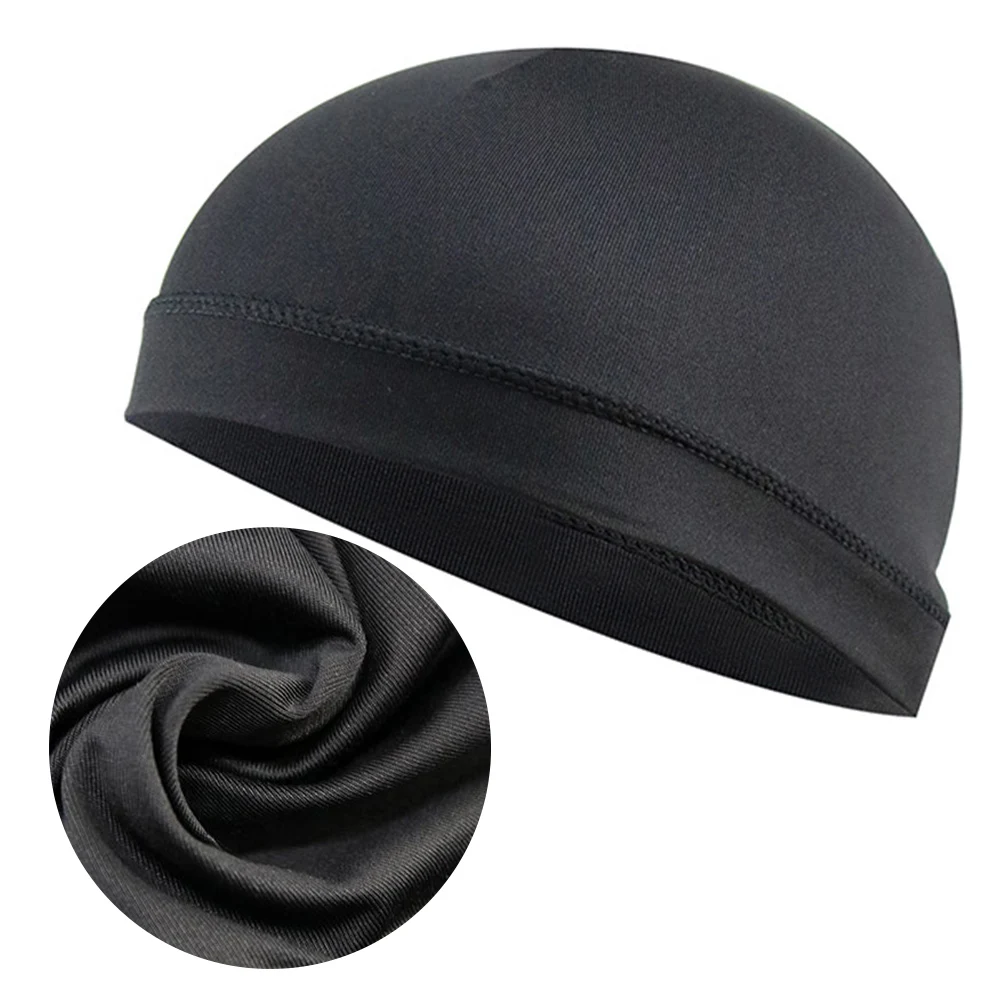 Solid Sweat Wicking Stretchable Headwear Cycling Quick Dry Helmet Liner Cap Soft Sun Protection Windproof Yoga Sport Beanie Hat