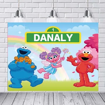 

Photography Background Children Happy Birthday Party Cookies Sesame Street Studio Custom Photo Background Banner Props