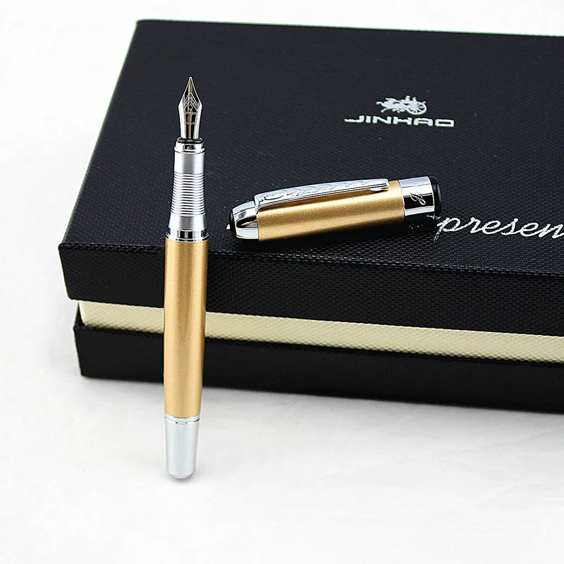 Jinhao 250 Smooth champagne and Silver Clip 0.5mm /1.0mm Calligraphy Pen High Quality Metal Fountain Christmas Gift Pens | Канцтовары