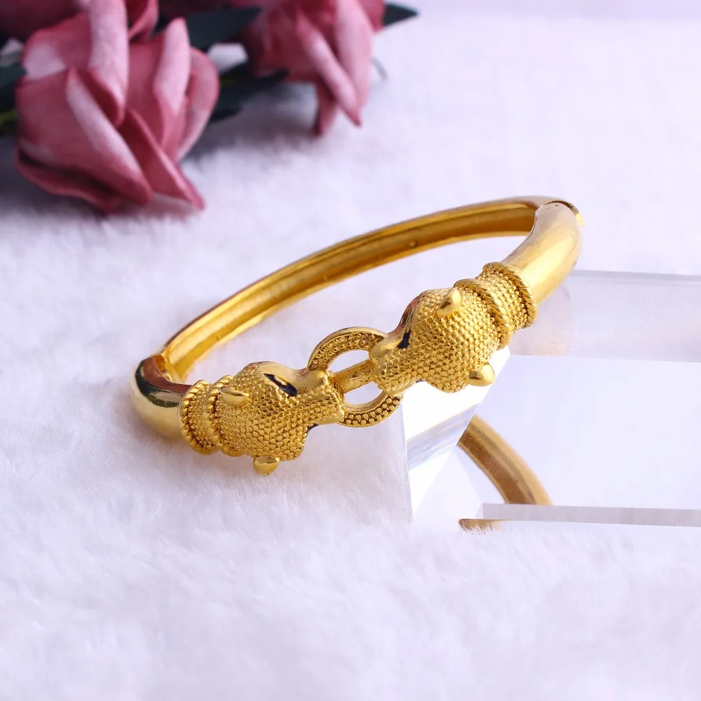 Fansheng высоко Квантово браслет леопард 24 k массивная желтая Золотая GF браслеты для