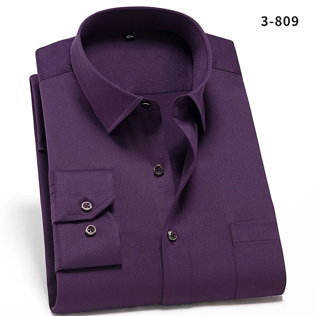 New Stretch Anti-Wrinkle Cotton Men's Shirts Long Sleeve Dress Shirts For Men Slim Fit Camisa Social Business Blouse White Shirt 3-809