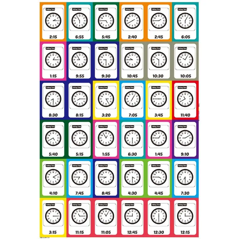 OOTDTY Telling Time Flash Cards Learning Toy for Children Kids Early Preschool Learing Time Teaching Aids 3