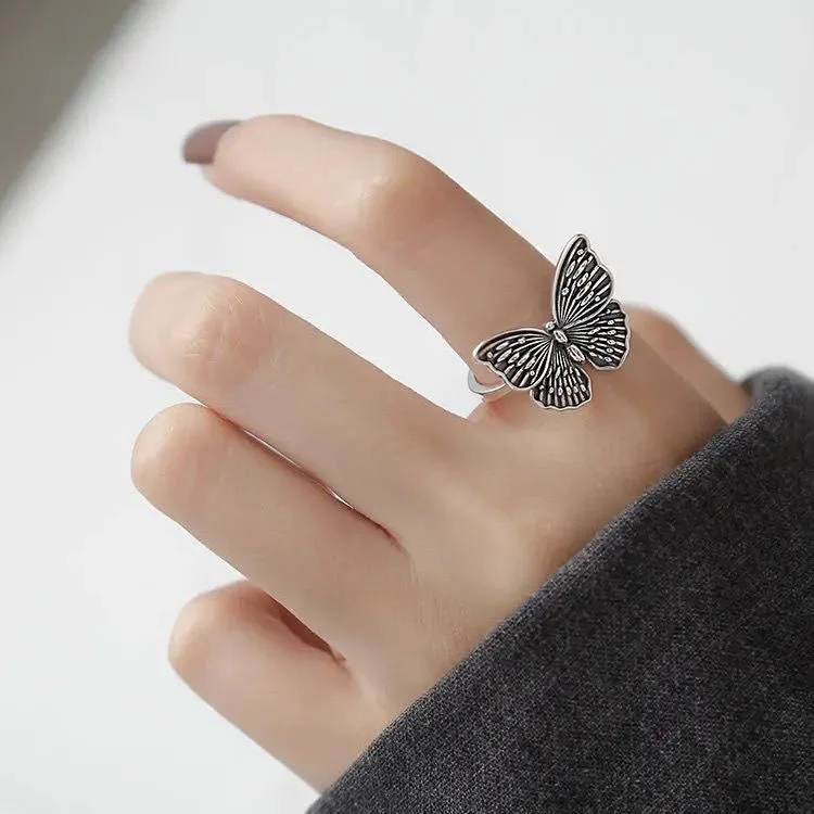 2021 Harajuku Gothic Vintage Hollow Butterfly Rings For Women Adjustable Rings Wedding Party Statement Jewelry