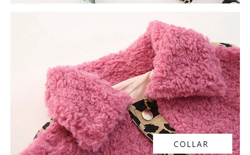 COOTELILI Warm Fur Kids Girls Coat Fashion Patchwork Leopard Winter Girls Jacket Children Clothes Thicken Fur Coat Pink Brown (7)