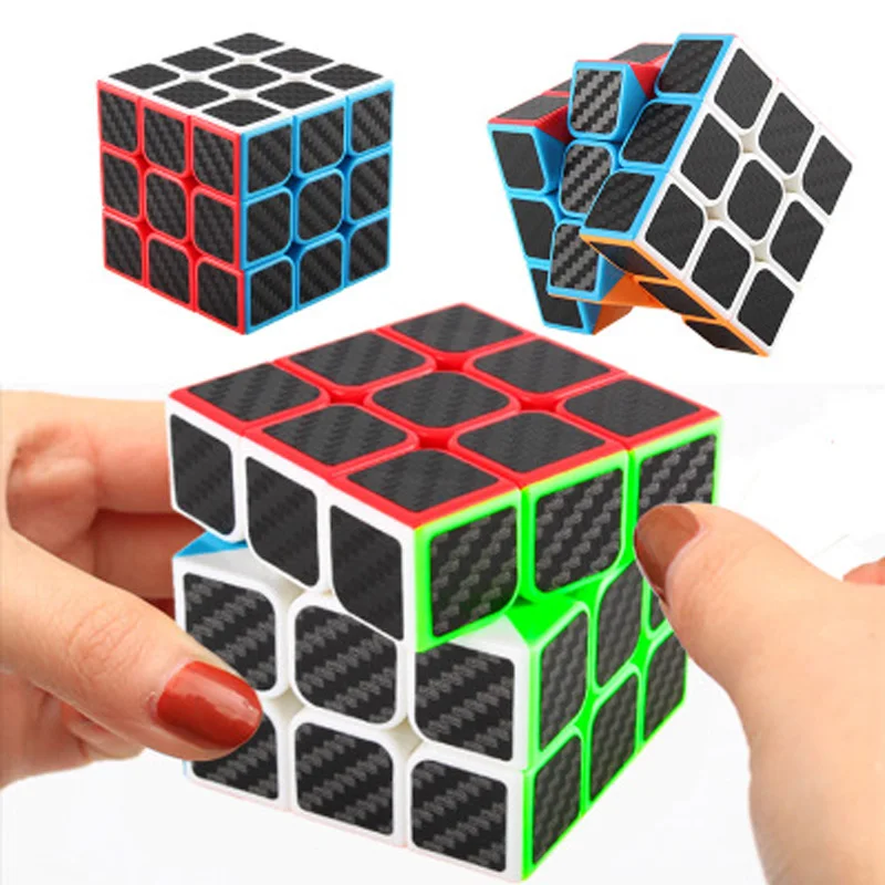 Кубик 3х3х3, гладкое углеродное волокно Стикеры Rubix крутые детские игрушки магические игрушки для детей