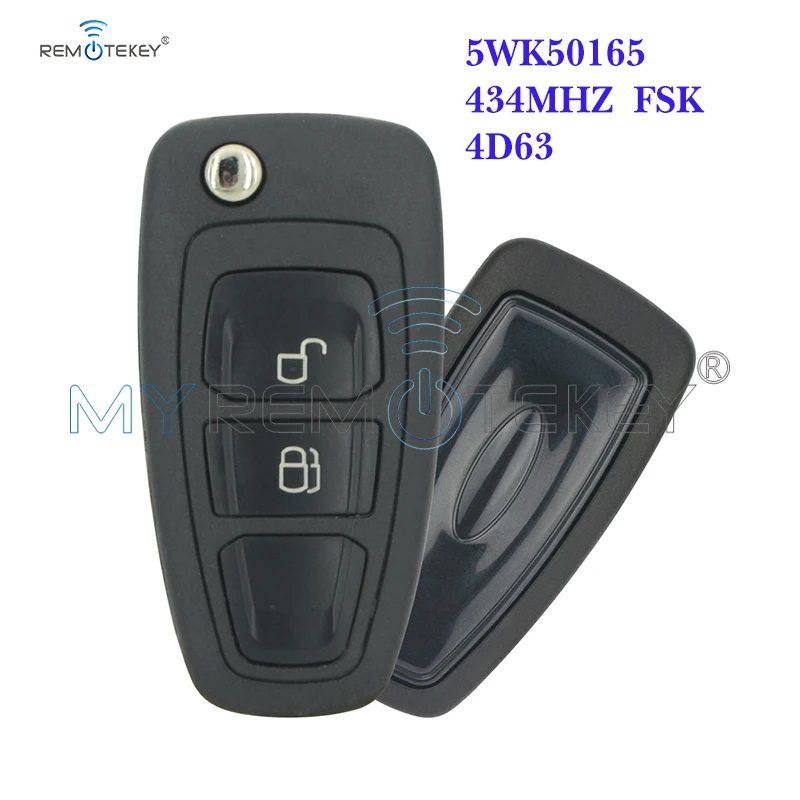 Remtekey 5WK50165 Flip Key 2 Button 434mhz FSK 4D63 80bit Chip HU101 Blade For Ford Ranger 2011 2012 2013 2014 2015